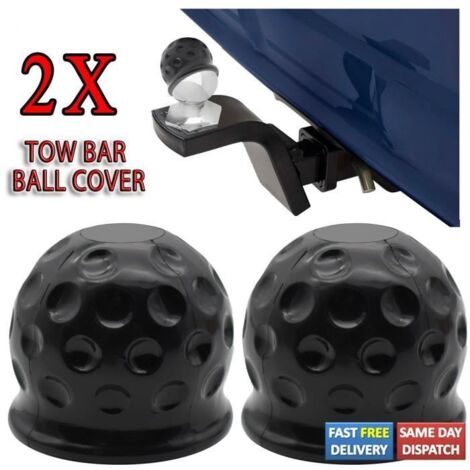 2pcs 50mm Cache-boule rotule en caoutchouc noir d\'attelage Bouchon sphérique de barre de remorque Protecteur capuchon pour voiture