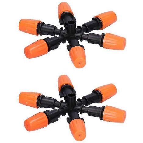 2pcs 6 Head Misting Spray Nozzle Water Spray Head Atomizing Nozzle For Garden Irrigation