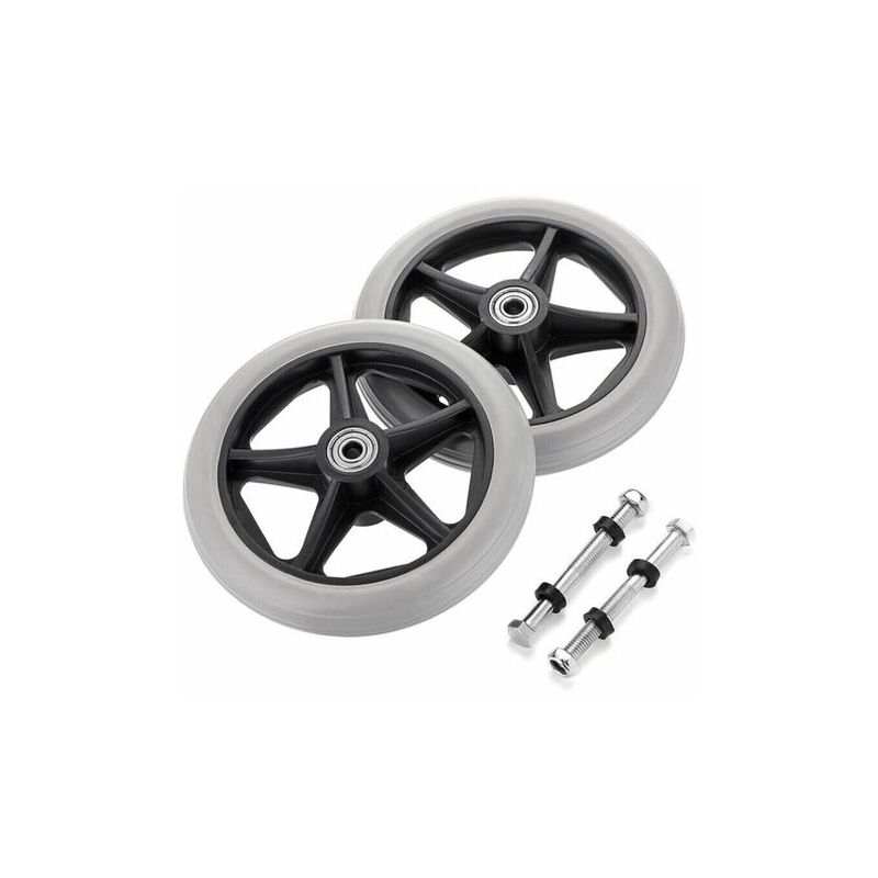 Tigrezy - 2PCS 6 Inch Wheelchair Replacement Rubber Wheel Front Wheels Rollator Walker Non-Slip Replacement Casters