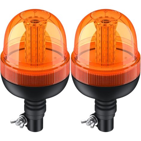 2PCs 60LED Luces de Emergencia Homologadas E9 Impermeable IP56 con 3 Modos de Brillo Estroboscópico/Flash Rápido/Rotación 12V 24V Luces Rotativas Ámbar de Advertencia para Remolque Camión