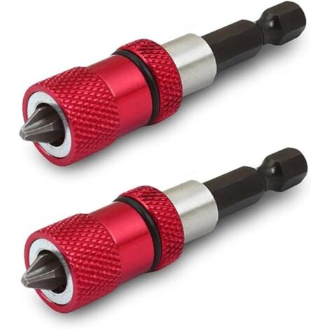 2pcs 60mm Porte-Embout Magnétique avec 2pcs Embouts PH2 Embouts Pour Vis à Cloison Sèche à Tige Hexagonale de 1/4 Pouce Porte Embout Visseuse à Profondeur Réglable