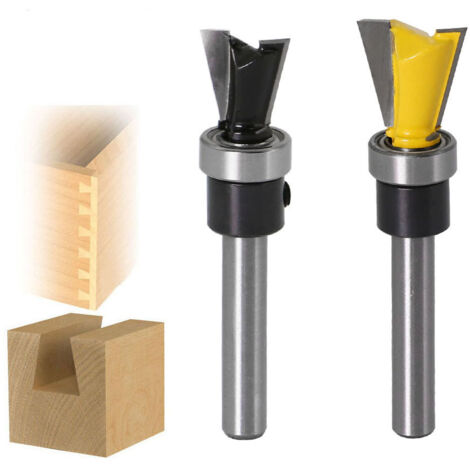 2pcs 6.35mm Queue Peu de Routeur de Roulement Queue d'Aronde Set pour le Travail du Bois
