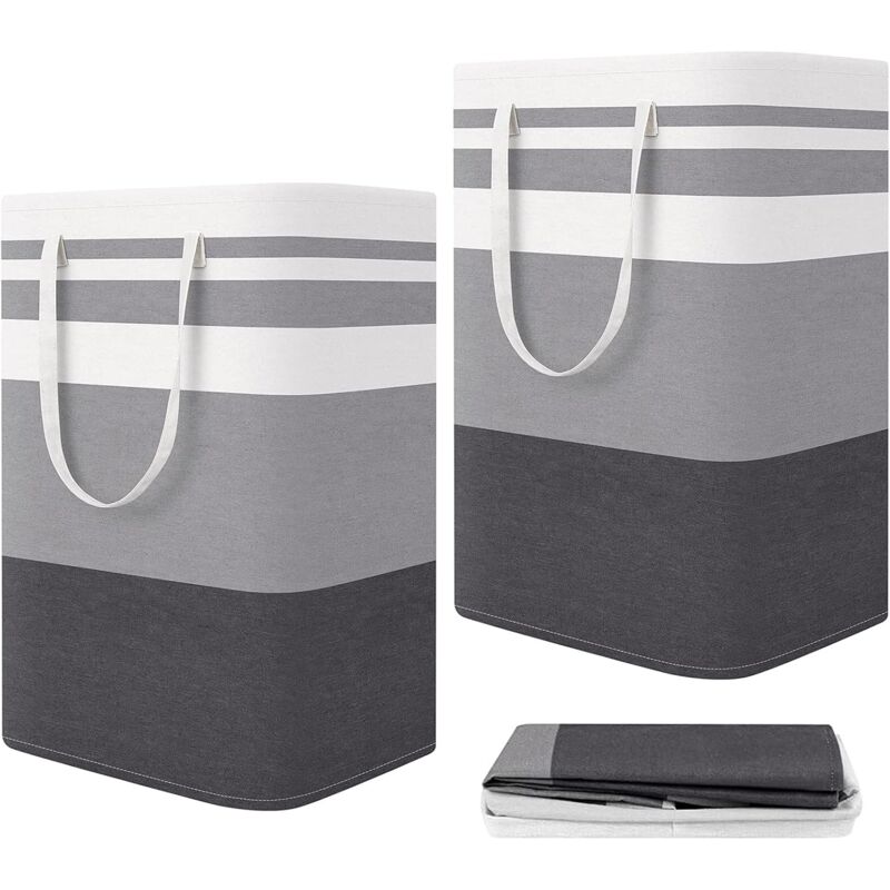 2PCS 75L Panier à Linge Sale Pliable Panier Linge Sale avec poignée Grande Capacité Panier Rangement pour Vêtements et jouets Stockage