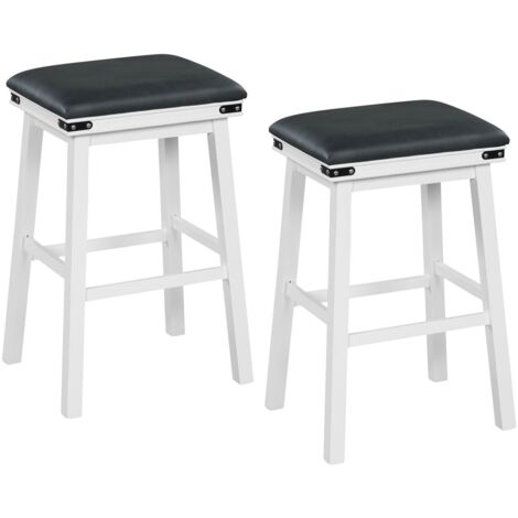 2PCS 76cm Bar Stools PU Leather Padded Upholstered Counter Height Chair Backless