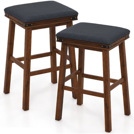2PCS 76cm Bar Stools PU Leather Padded Upholstered Counter Height Chair Backless