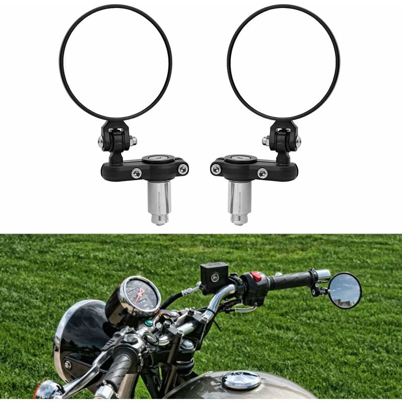 2pcs 7/8' 22mm Moto Guidon Pliant Rétroviseurs, Handlebarre Grips Embouts Retroviseur Latéraux Miroirs pour atv Vélo Moto Croiseur Scooter électriques