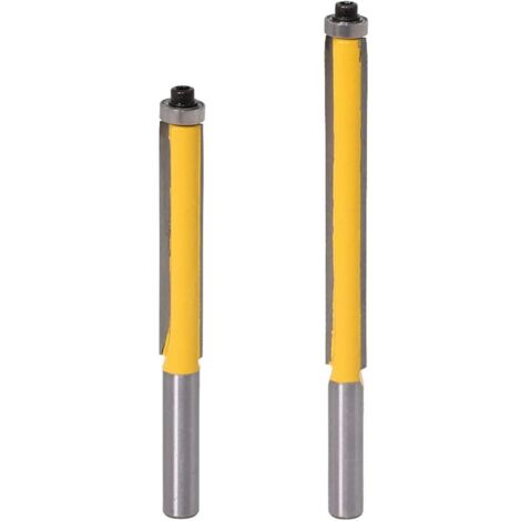 2Pcs 8mm Tige Fraise à affleurer à roulement, Fraise à Copier Avec Roulement Supérieur, Extra-longue Fraise à Bois