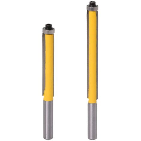 2Pcs 8mm Tige Fraise à affleurer à roulement, Fraise à Copier Avec Roulement Supérieur, Extra-longue Fraise à Bois