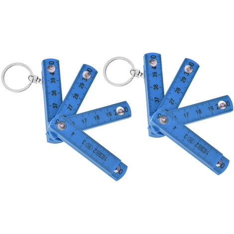 2pcs ABS Règle Pliante Portable 0.5m Règle Pliable avec Porte-clés pour Menuiserie Pose CarreauxBleu