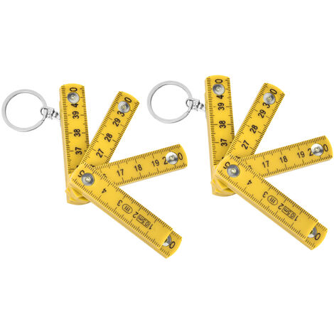 2pcs ABS Règle Pliante Portable 0.5m Règle Pliable avec Porte-clés pour Menuiserie Pose TuilesJaune