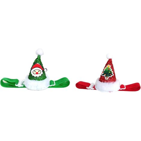 2pcs accessoire de chapeau réglable de père Noël pour chiot chien-Fei Yu