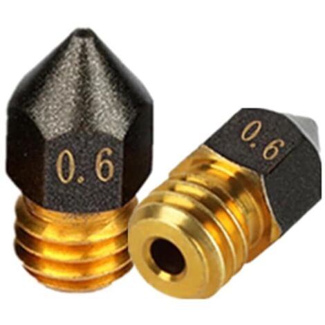 2pcs accessoires pour imprimante 3D buse en laiton volcanique MK8 - 0.6 / 1.75mm pour 1.75mm Ender3 Pro CR10/S
