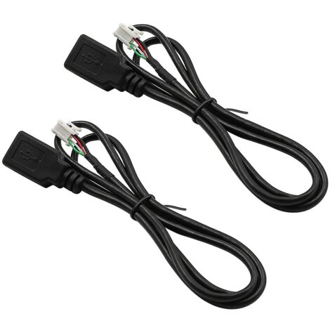 2PCS Adaptateur de câble d'extension USB de Voiture Connecteur 4 Broches 76 cm Compatible avec Android Autoradio Stéréo Clés USB Externes Chargement Rapide des téléphones Mobiles