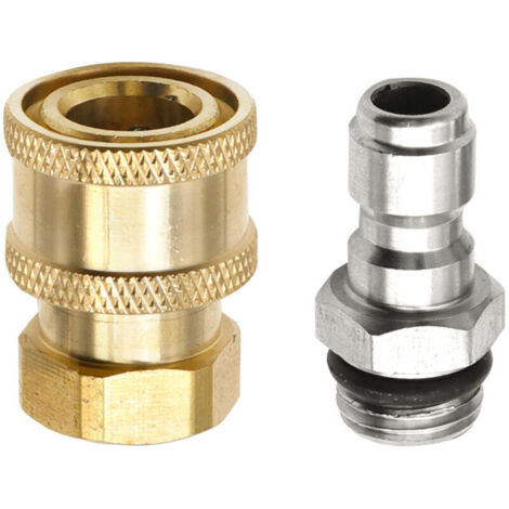 2pcs Adaptateurs de Nettoyeur Haute Pression 1/4" Connecteur Rapide vers Raccords Filetés M14 Raccord en Laiton Kit de Déconnexion pour Pompe de Tuyau Lance de Pulvérisation