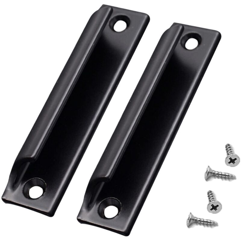 2pcs Aluminum Alloy Handle Sliding Door Handle Balcony Door Handle Cabinet Drawer Handle For Windows, Furniture Hardware with Screws(Black)