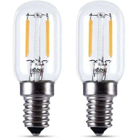 2pcs Ampoule LED E14- Ampoule réfrigérateur LED2W, T22, 200LM, équivalent à une lampe à incandescence 15W, blanc chaud 2700K, 230V, réfrigérateur / lampe au sel / avec petite LED E14, [Classe énergéti