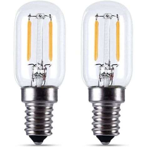 2pcs Ampoule LED E14- Ampoule réfrigérateur LED2W, T22, 200LM, équivalent à une lampe à incandescence 15W, blanc chaud 2700K, 230V, réfrigérateur / lampe au sel / avec petite LED E14, [Classe énergéti