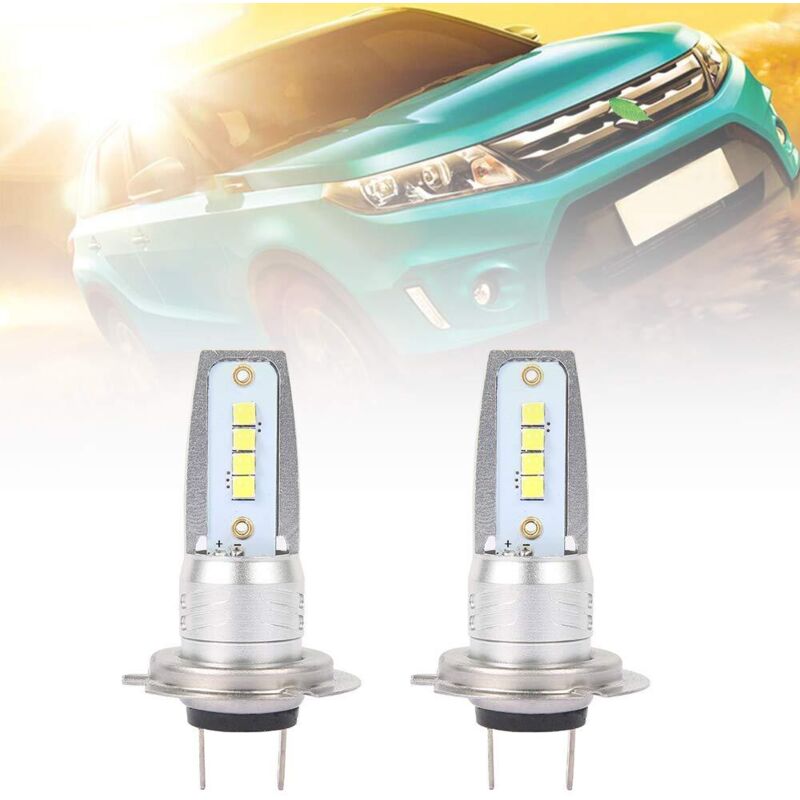 2Pcs Ampoules H7 LED Xénon super brillant blanc, Ampoule LED voiture phare antibrouillard etanche IP68 6500K , Lampe auto moto LED H7 COB pour feu de