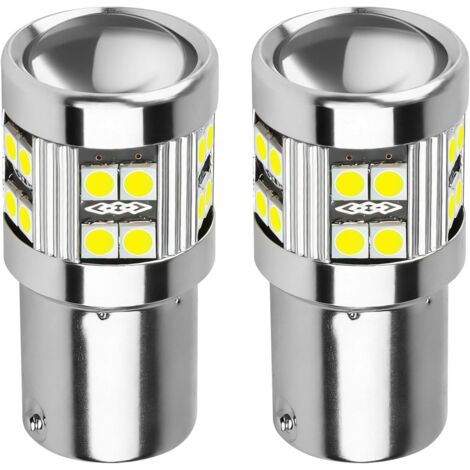 2pcs Ampoules LED 1156 BA15S P21W Blanc 6000K 12V 24V  Equivalent 21W, Plug & Play, Feu de Recul Clignotant DRL pour Auto Camion Bateau RV