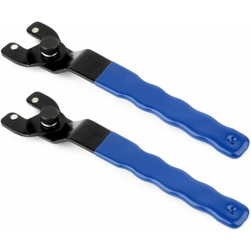 2PCS Angle Grinder Wrench 8-50mm, Grinder Locknut Spanner, Adjustable Pin Wrench, Bold Handle (Blue)
