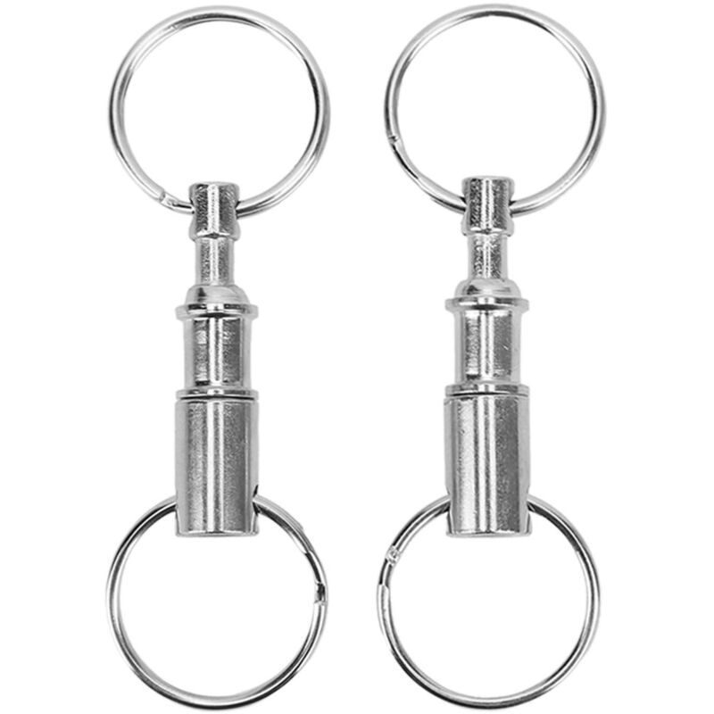 2PCS Anneau Double Détachable Rapide pour Clés de Maison, Porte-clés Ceinture à Détachement Rapide