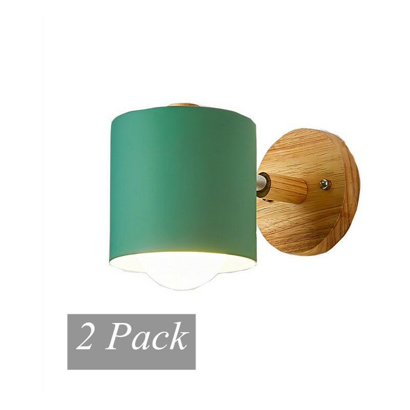 

Stoex - 2PCS Apliques de Pared de Madera Nórdica, Aplique de Pared Minimalista, Lámpara de Pared Moderna E27 (Verde) para Dormitorio, Sala de Estar,