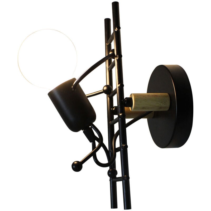Applique Murale Industrielle Créatif Lampe Applique Murale en Métal E27 Noir pour Bar Café Restaurant Chambre - 1Pcs