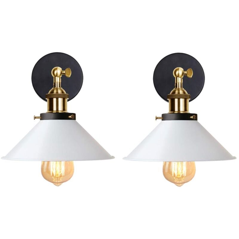 Stoex - 2PCS Applique Murale En Fer Et Métal Applique Murale Rétro Lampe Murale Vintage Pour Chambre Bar Café Blanc 22Cm