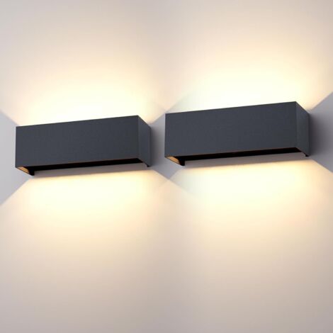 2PCS Applique Murale LED 30W IP65 Étanche Angle Réglable Aluminium Anthracite Intérieur Extérieur