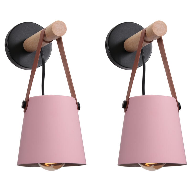 2PCS Applique Murale Moderne Lampe Murale Nordique En Bois (Rose), Applique Murale D'Intérieur, Pour Chambres, Salles à Manger, Escaliers