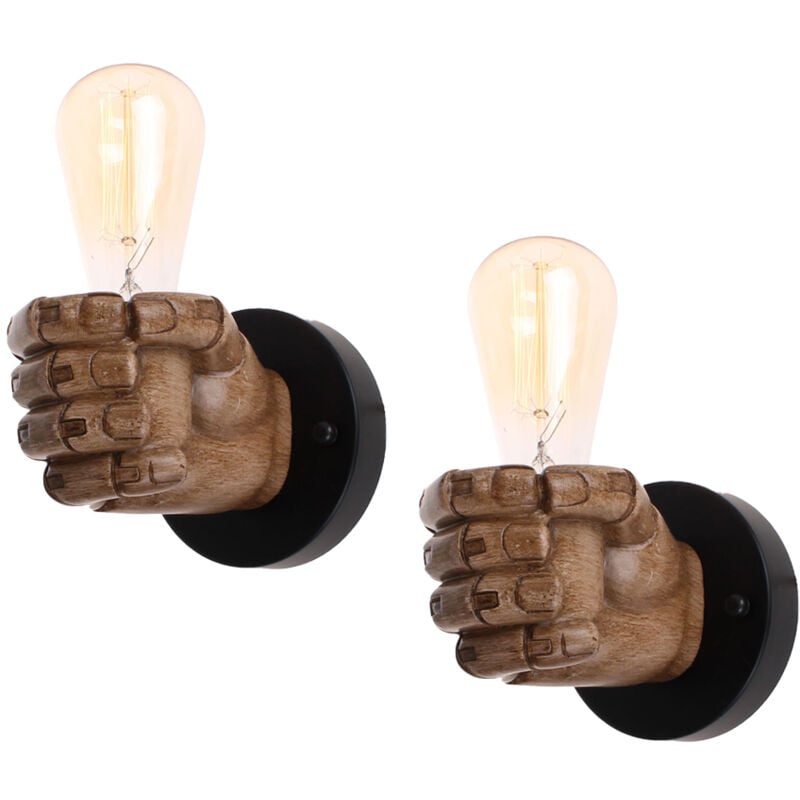 2PCS Applique Murale Vintage Lampe Murale Créative En Forme De Poing à Droite Applique Murale Antique Pour Chevet De Chambre à Coucher Loft Bar