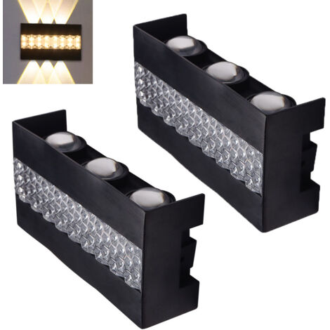 2PCS appliques murales extérieures, appliques décoratives pour escaliers, étanches IP65, 8W, idéales pour les jardins (lumière blanc chaud)