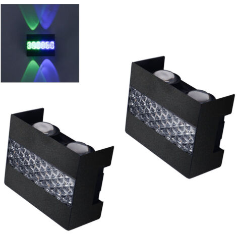 2PCS appliques murales LED d'extérieur, éclairage décoratif de terrasse, projecteurs muraux, étanches, 6W, pour couloirs (lumière colorée)