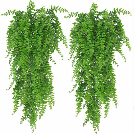 2pcs Artificial Fern Vines Hanging Plastic Ivy Leaves Decor for Indoor Outdoor Use for Living Room Balcony Bedroom