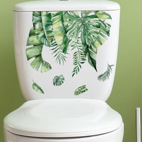 2pcs Autocollants De Toilette Feuille De Verdure, Sticker Mural Drle Pour Wc, Salle De Bain, Cuisine, Pvc