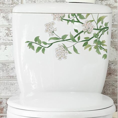 2pcs Autocollants Pour Toilettes - Feuilles De Verdure Tropicales, Sticker Mural Drle Pour Wc, Salle De Bain, Cuisine, Pvc