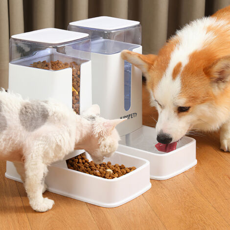 2Pcs Automatic Pet Feeder and Water Dispenser Set