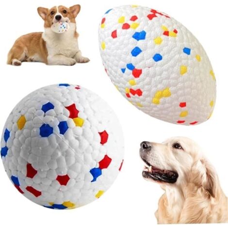 2pcs balles pour Chiens, boules de Chien Rondes et ovales indestructibles Bal Balle interactive Ball pour récupérer boules de Chien