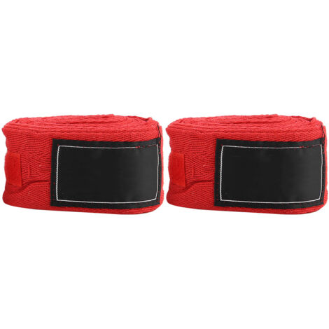 2PCS Bandages de Boxe en Coton 5M pour Entraînement et Protection des Mains (Rouge)