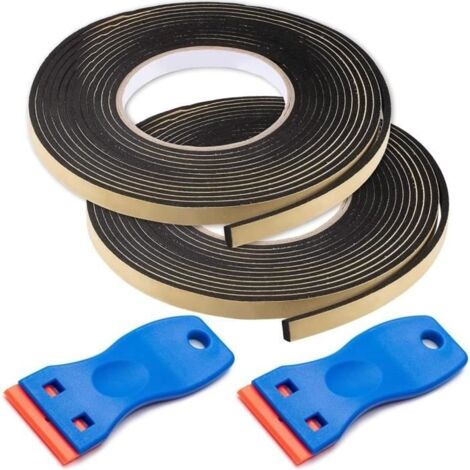 2Pcs Bande d'étanchéité auto-adhésive,étanche,antisalissure, bande d'isolation thermique, bande de caoutchouc mousse,10mm x 3mm x 3m