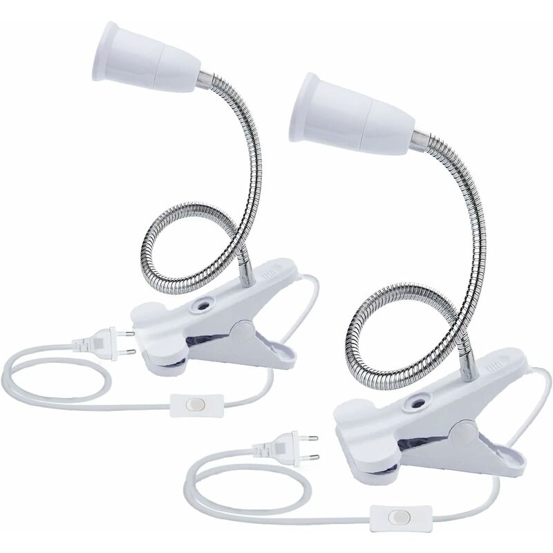 2PCS Base de Lampe de Table à LED E27 Douille d’ampoule à Pince Base de Support de Lampe à Col de Cygne Base Clip de Lampe pour Table avec