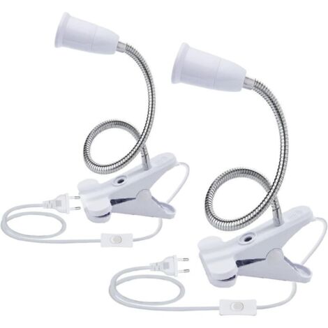 2PCS Base de Lampe de Table à LED E27 Douille d’ampoule à Pince Base de Support de Lampe à Col de Cygne Base Clip de Lampe pour Table avec Interrupteur 360° Lampe Prise pour Lecture,Maquillage