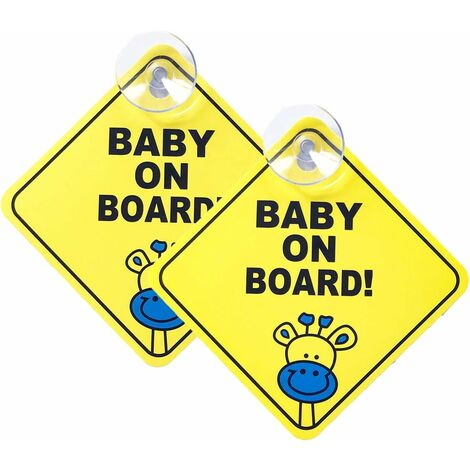 2pcs Bébé à Bord Signe pour Voiture, Autocollants D'avertissement de Sécurité Réfléchissante Magnétique de Voiture pour Véhicules (Jaune) (Jaune)