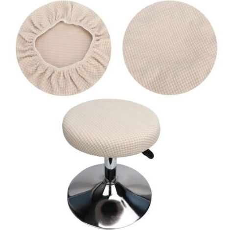 2pcs beige Housse Tabouret Rond, Housse Tabouret de Bar Rond, Housse Tabouret Rond élastique, Lavable Facile d'entretien Doux et Durable, pour Tabouret