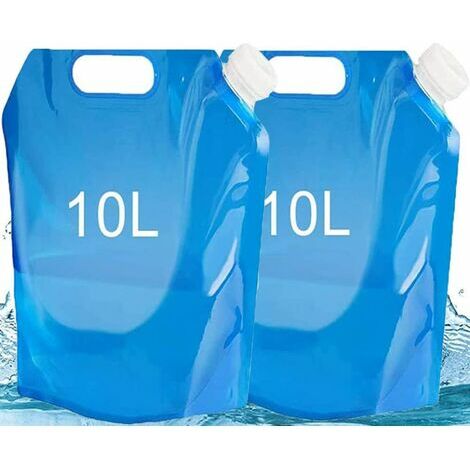 2Pcs Bidon 10l Eau,Poche d'eau Portable,Sac d'eau Pliable Eau,d'eau Pliable Conteneur d'eau,Bidon Pliables et Portables,Réutilisables Eau Potable Conteneur,pour Camping Randonnée pique-nique, barbecue