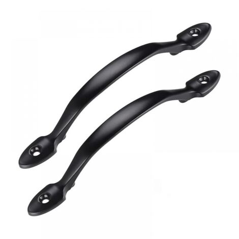 2Pcs Black Door Pull Handle with Screws, Stainless Steel Interior Door Handle, Cabinet Door Handle, Shed Handle, Garage Door Handle, Wooden Garden Gate