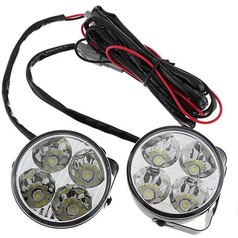 MAEREX 2pcs Blanc 4 LED ronde voiture conduite éclairage diurne DRL lampe Brouillard 12V Fantablau