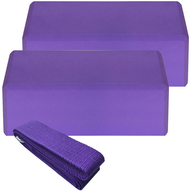 

2pcs Bloques Eva Yoga, Yoga de la correa de algodon 1Pc purpura