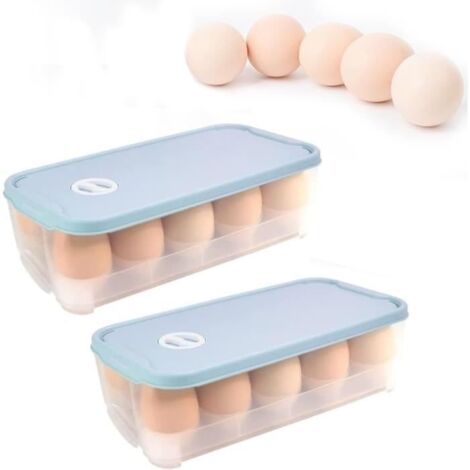 2PCS Boite à Oeufs En Plastique Distributeur Œuf Pour Frigo Rangement Oeuf Frigo Porte Boite Rangement Oeuf Frigoge Boite Rangement