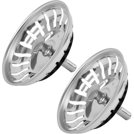 2PCS Bouchon Évier, 82 mm, Acier Inoxydable, Goupille Réglable, Filtre Antibouchon, Cuisine Salle De Bain